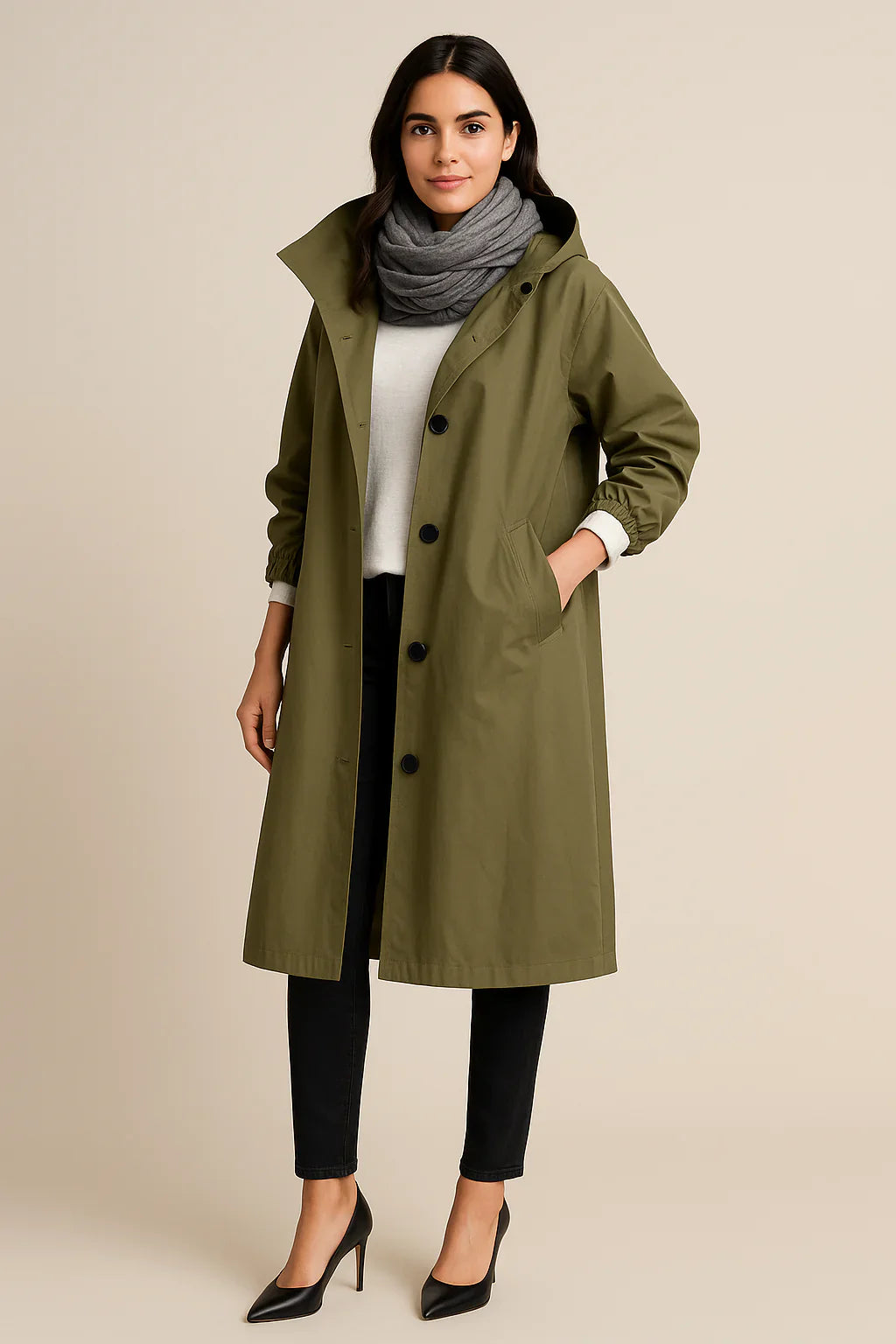 Ruby – Trench Lungo con Cappuccio da Donna con Tasche