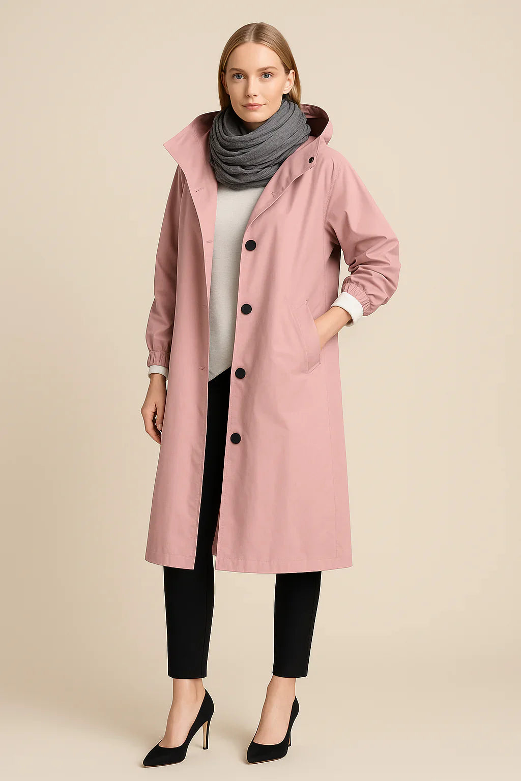 Ruby – Trench Lungo con Cappuccio da Donna con Tasche
