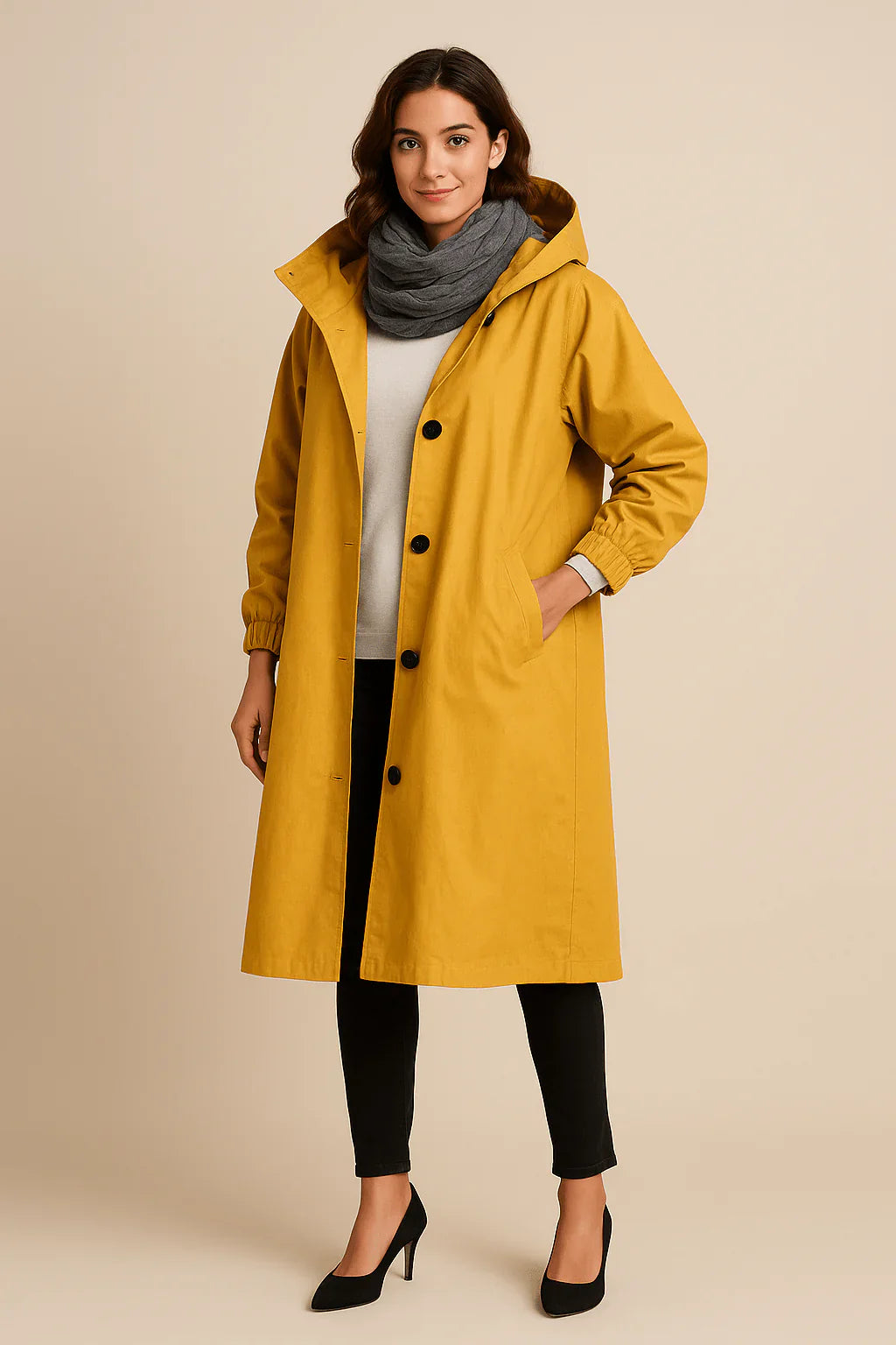 Ruby – Trench Lungo con Cappuccio da Donna con Tasche