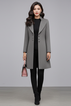 Cappotto Invernale da Donna in Misto Lana con Bottoni Frontali