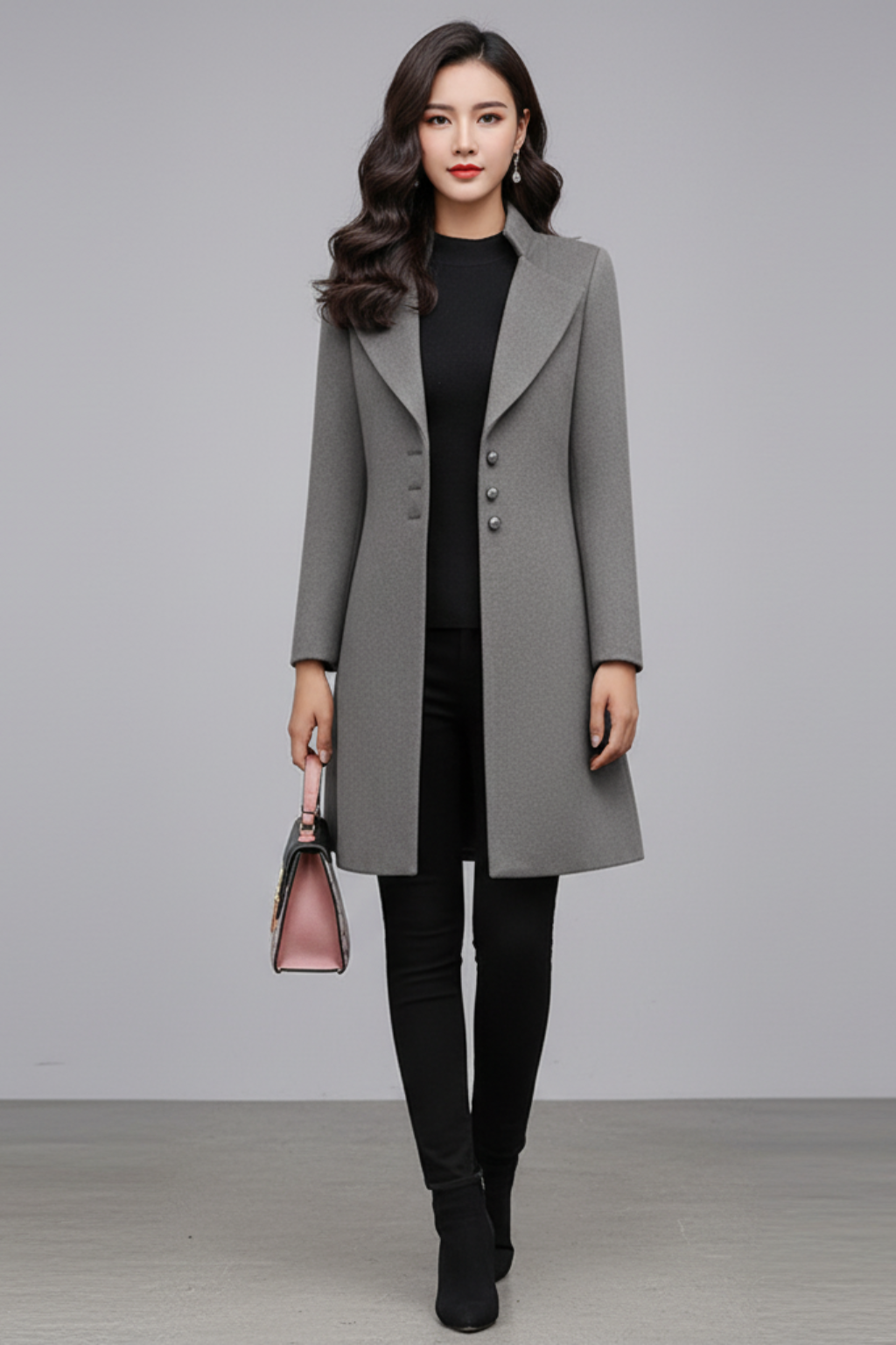 Cappotto Invernale da Donna in Misto Lana con Bottoni Frontali