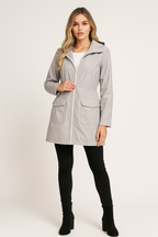 Giacca antipioggia lunga da donna con cappuccio