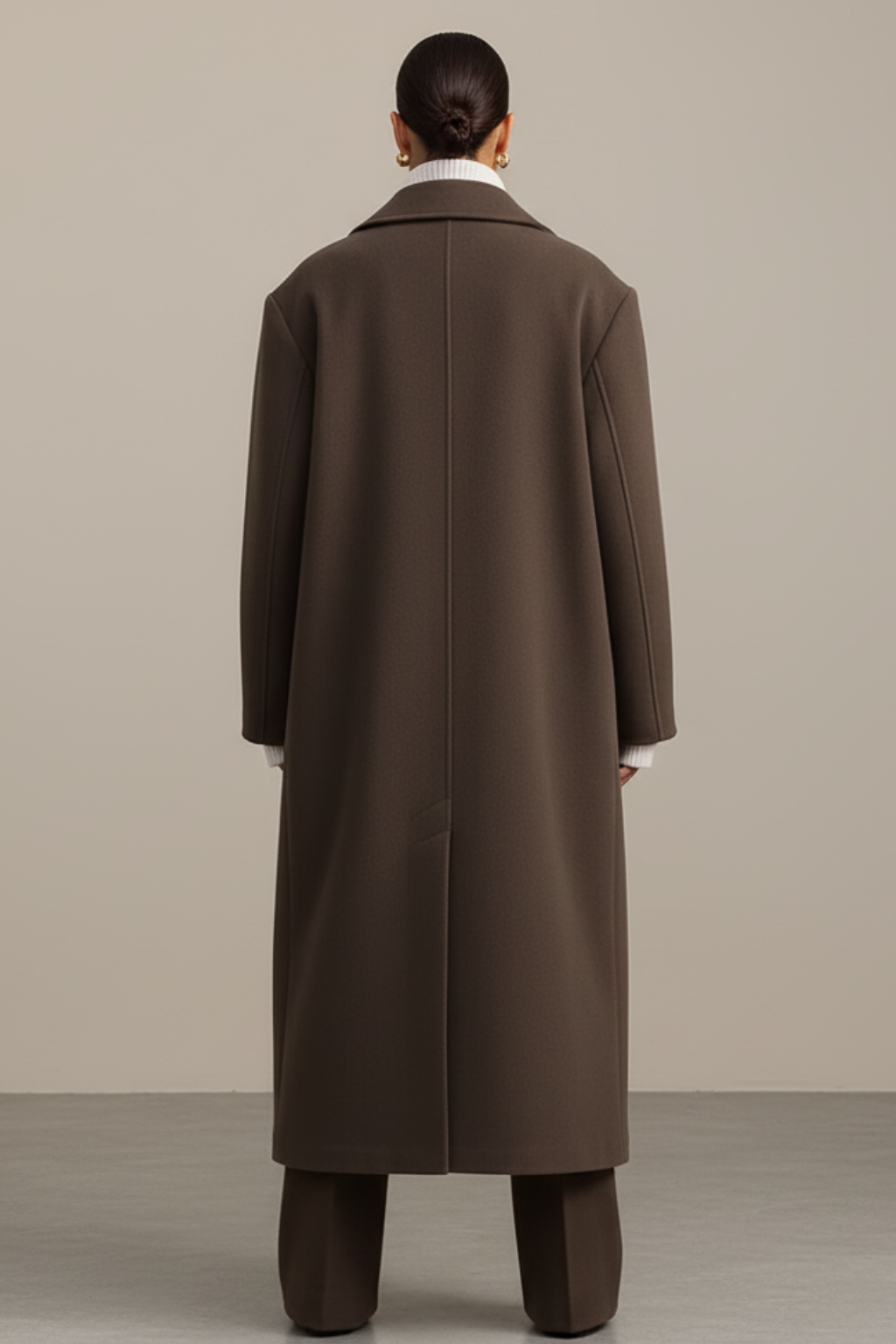 Cappotto oversize da donna in misto lana, soprabito invernale lungo doppiopetto