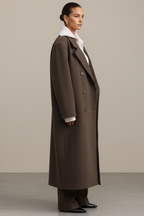 Cappotto oversize da donna in misto lana, soprabito invernale lungo doppiopetto