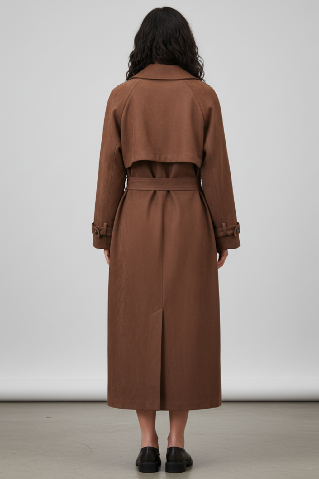 Trench in pelle scamosciata da donna