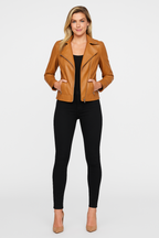 Giacca da Motociclista in Pelle da Donna Stile Moto Classico