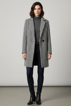 Cappotto invernale da donna in misto lana monopetto elegante lungo