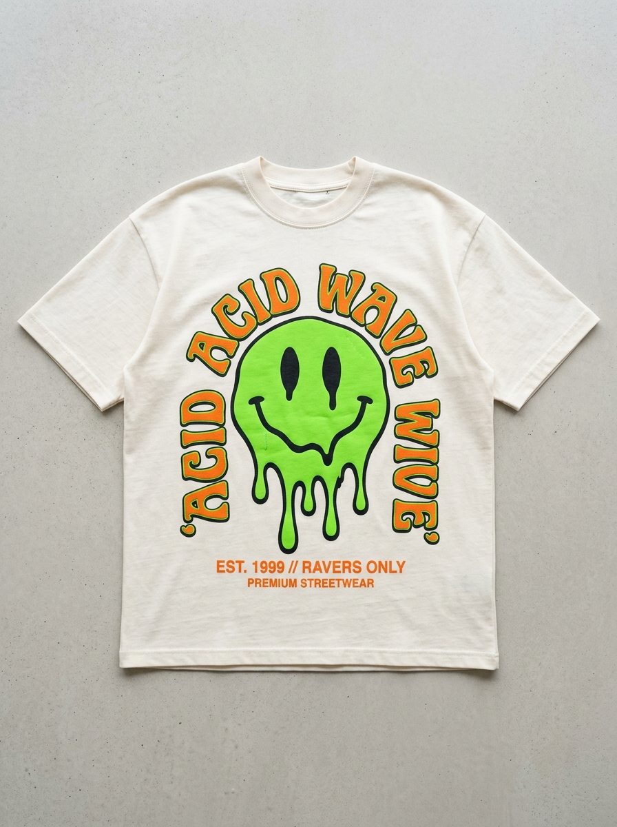 T-Shirt Oversize Acid Wave - Vista frontale