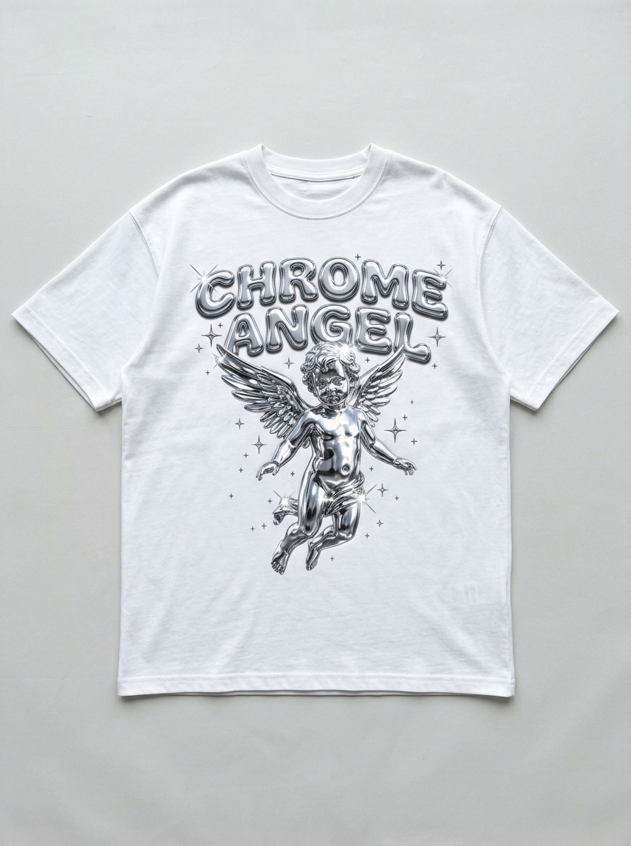 T-Shirt Oversize Chrome Angel - Vista frontale