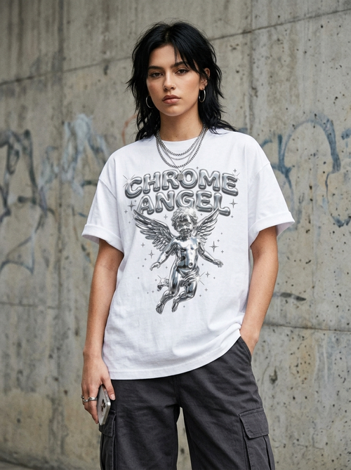 T-Shirt Oversize Chrome Angel - Indossata
