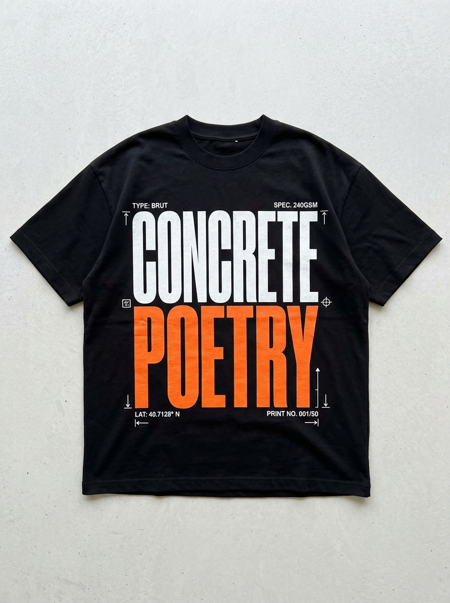 T-Shirt Oversize Concrete Poetry - Vista frontale