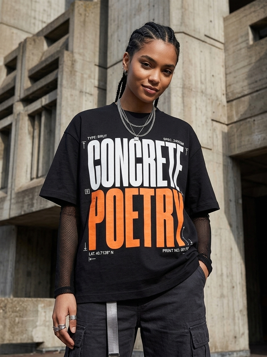T-Shirt Oversize Concrete Poetry - Indossata