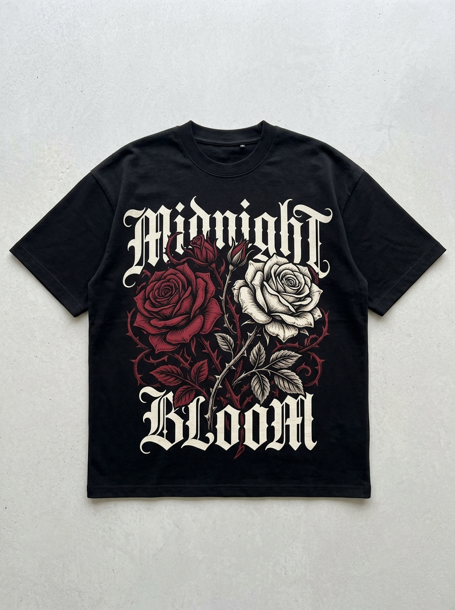 T-Shirt Oversize Midnight Bloom - Vista frontale