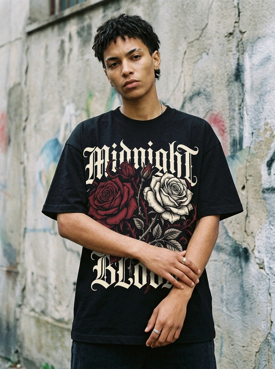 T-Shirt Oversize Midnight Bloom - Indossata