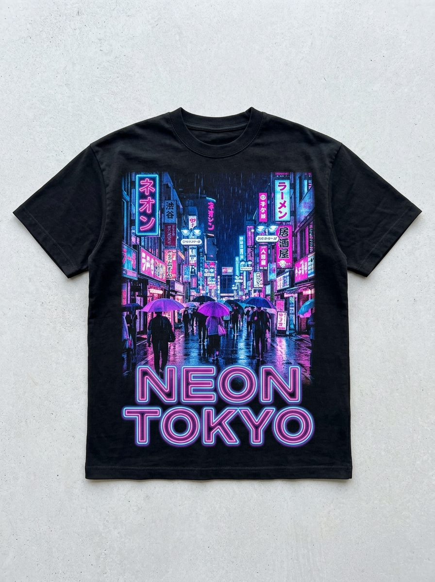T-Shirt Oversize Neon Tokyo - Vista frontale