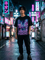 T-Shirt Oversize Neon Tokyo - Indossata