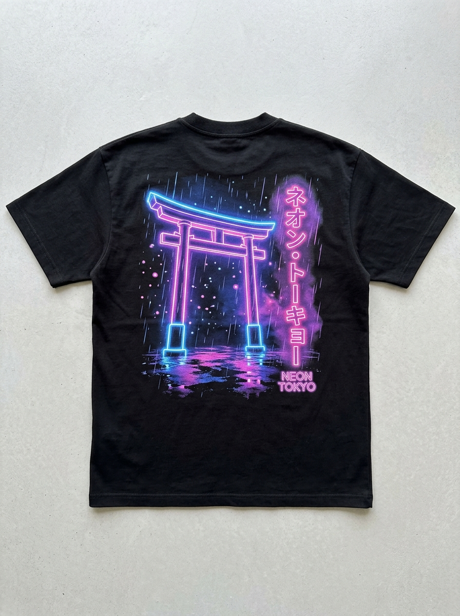 T-Shirt Oversize Neon Tokyo - Vista posteriore