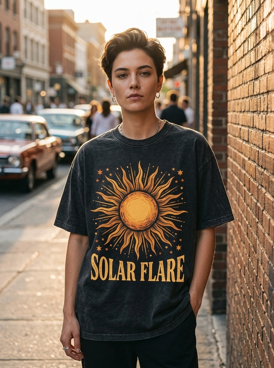 T-Shirt Oversize Solar Flare - Indossata